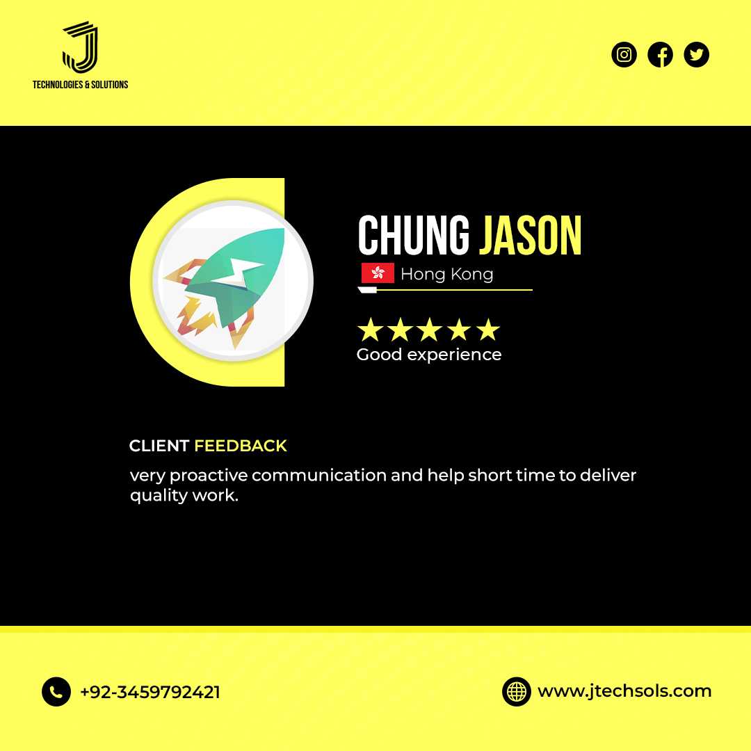 Client Review from CHUNG JUSON, Hong Kong – Testimonial for Javeria Tech & Sols