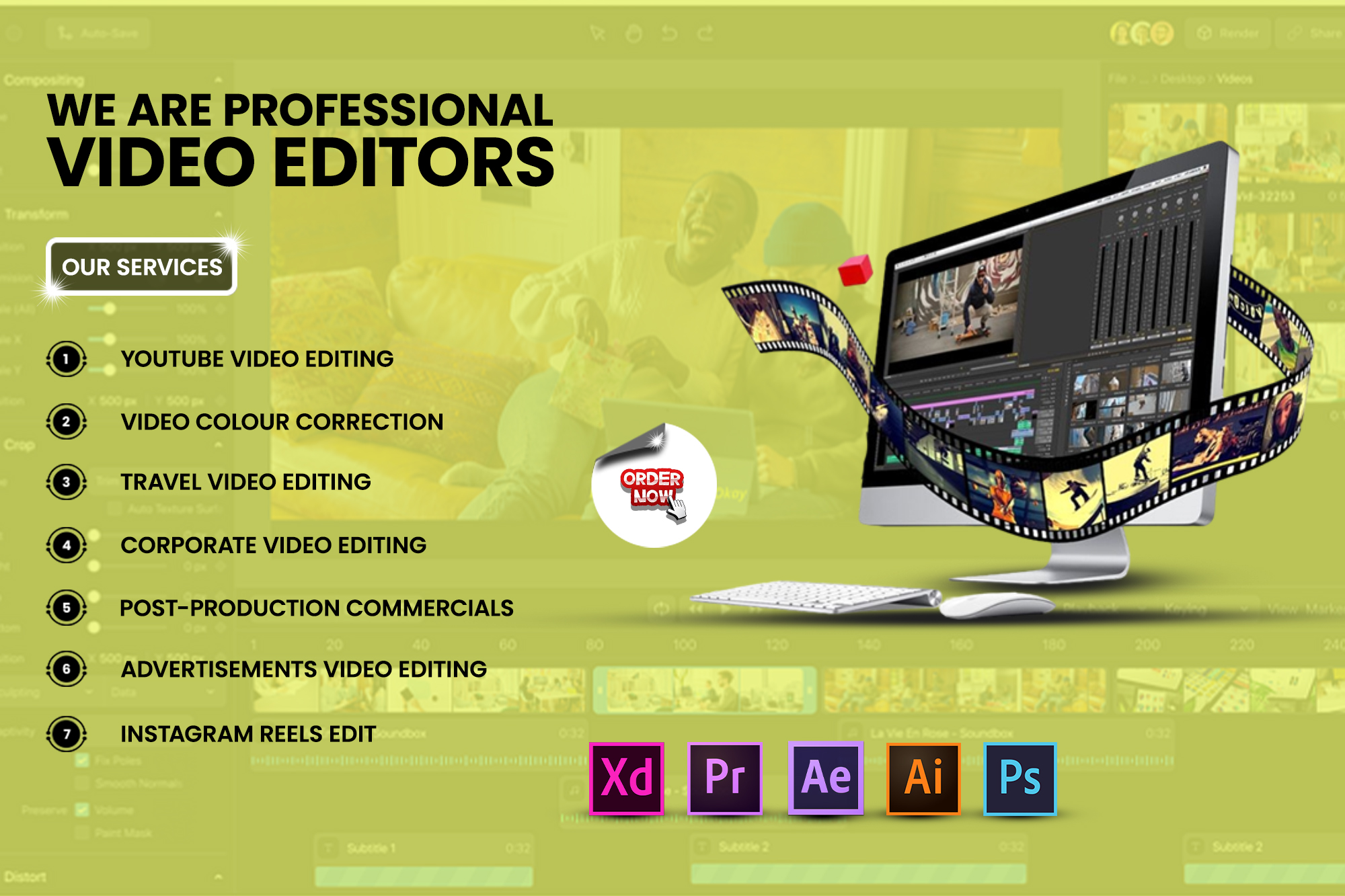 Expert video editing services for advertisements and promotional content by Javeria Tech & Sols, ensuring creativity and precision.