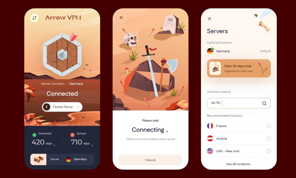 Arrow VPN mobile app — designed and developed by Javeria Tech & Sols
