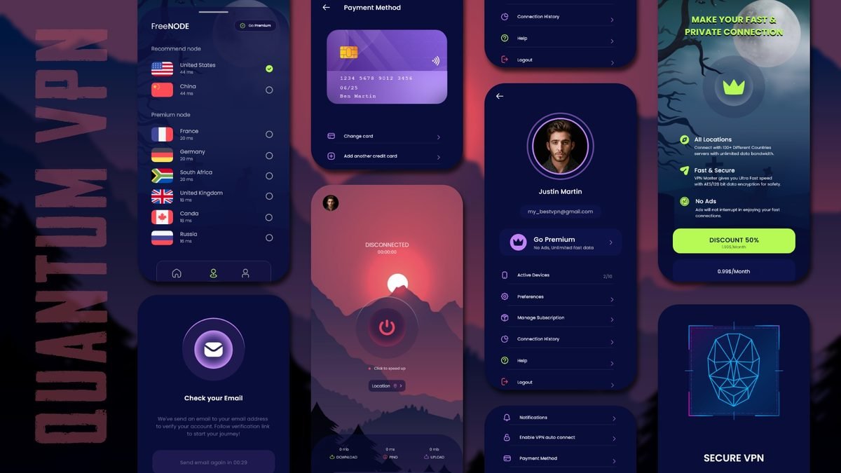 Quantum VPN mobile app — designed and developed by Javeria Tech & Sols