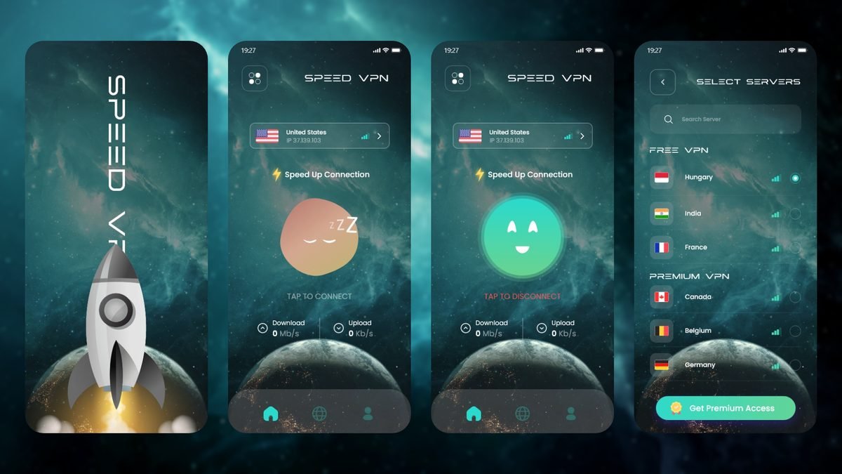 Speed VPN mobile app — designed and developed by Javeria Tech & Sols
