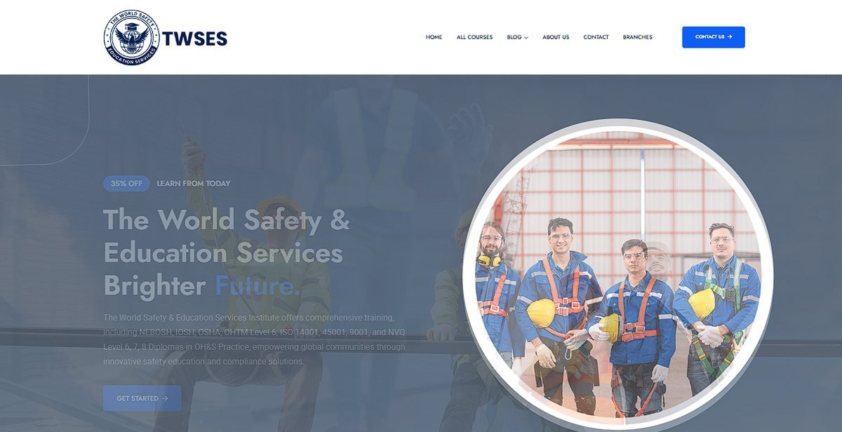 Safety Courses & Certification Platform website — designed and developed by Javeria Tech & Sols